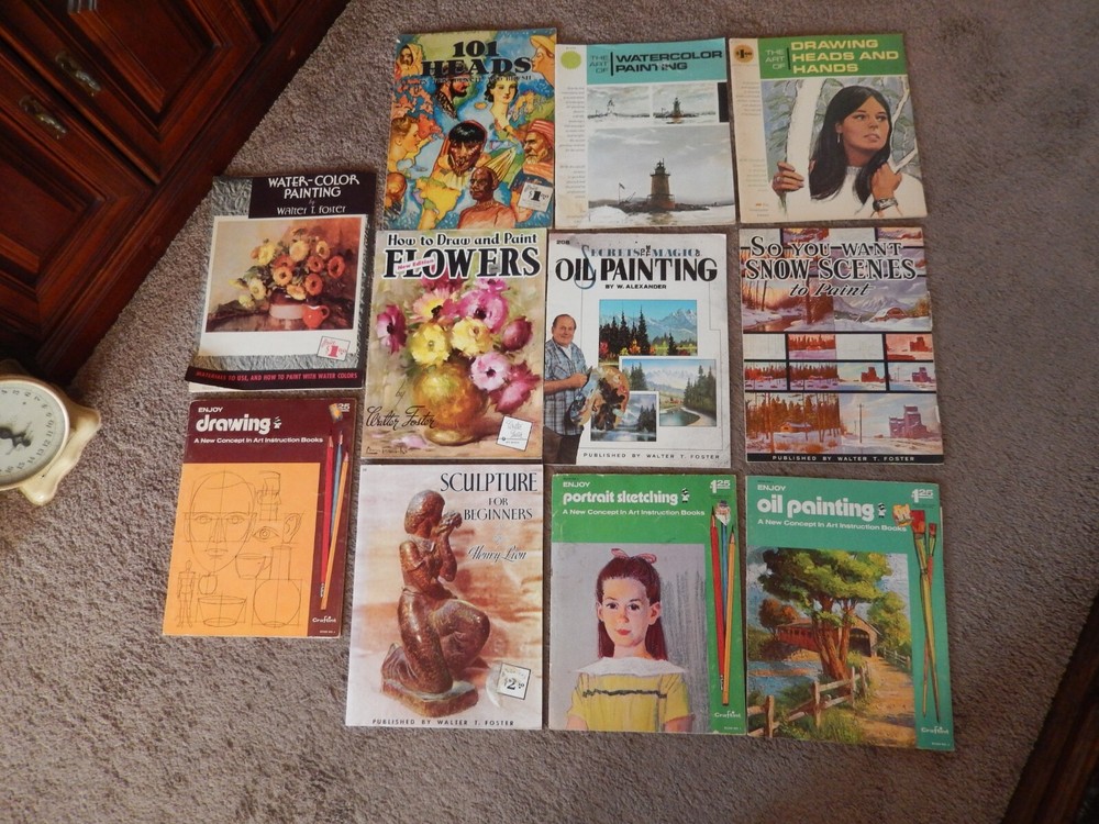 11 Vintage Walter T Foster Art Instruction Books for Drawing Painting Sketching Watercolor