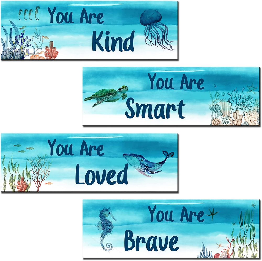 Underwater World Wooden Wall Art Children'S Room Wall Decor Sea Creatures YOU AR