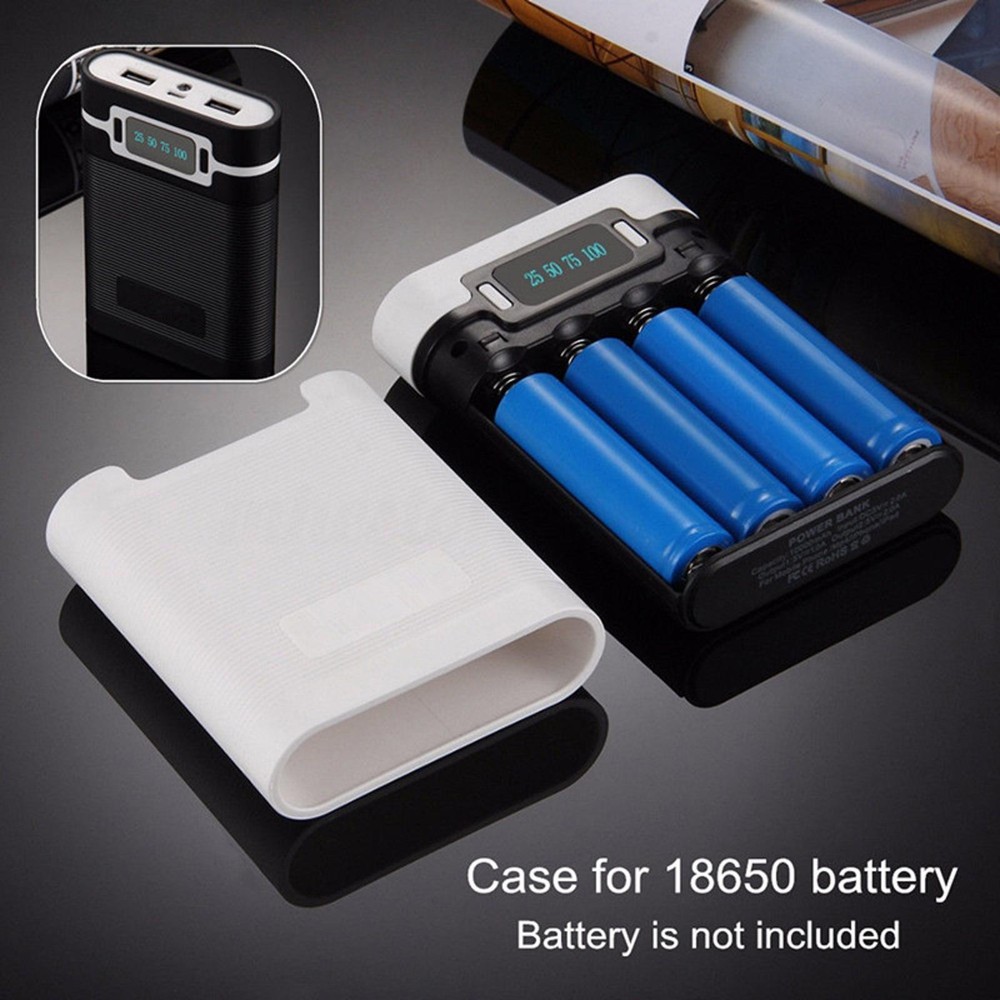 White 2000mAh-12000MAh 4*18650 Battery Power Bank DIY Case Shell Box