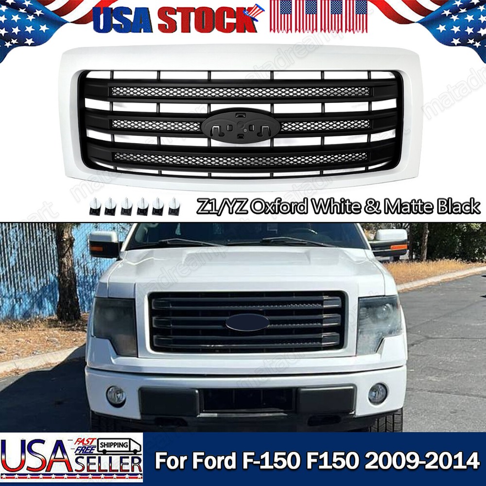 FOR 2009-2013 14 FORD F150 F-150 FRONT GRILLE GRILL Z1 OXFORD WHITE 3-BAR STYLE