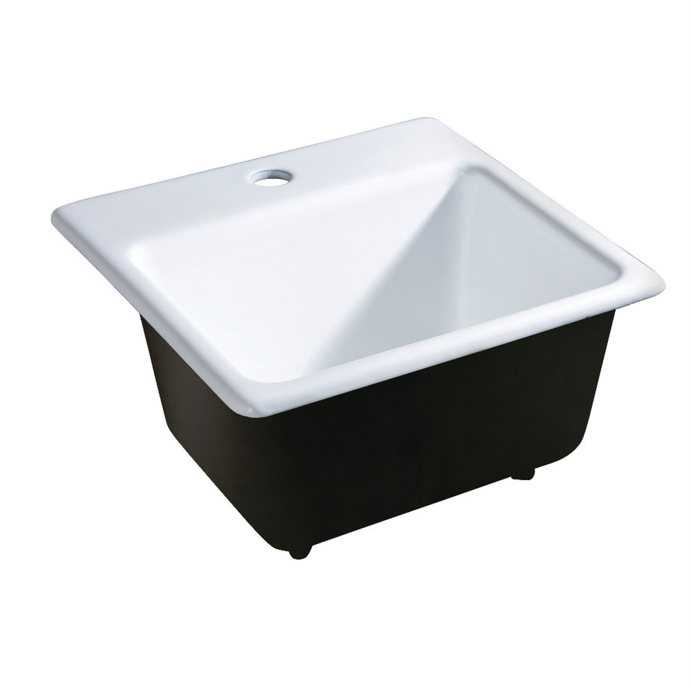 Kingston Brass Towne 15-Inch White Drop-In Single Basin Cast Kitchen Sink
