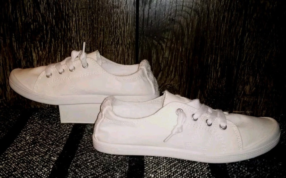 Women's 8M White PPQ Pop High Bar Comfort Casual Flats with Lace-Up and Memory Foam