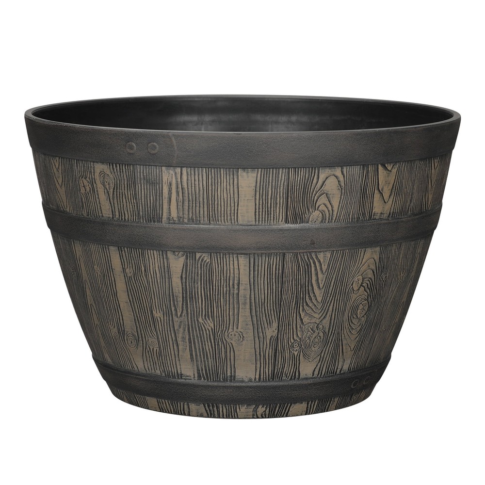Better Homes & Gardens Whiskey Barrel Brown Resin Planter 19.9in x 19.9in x 13in