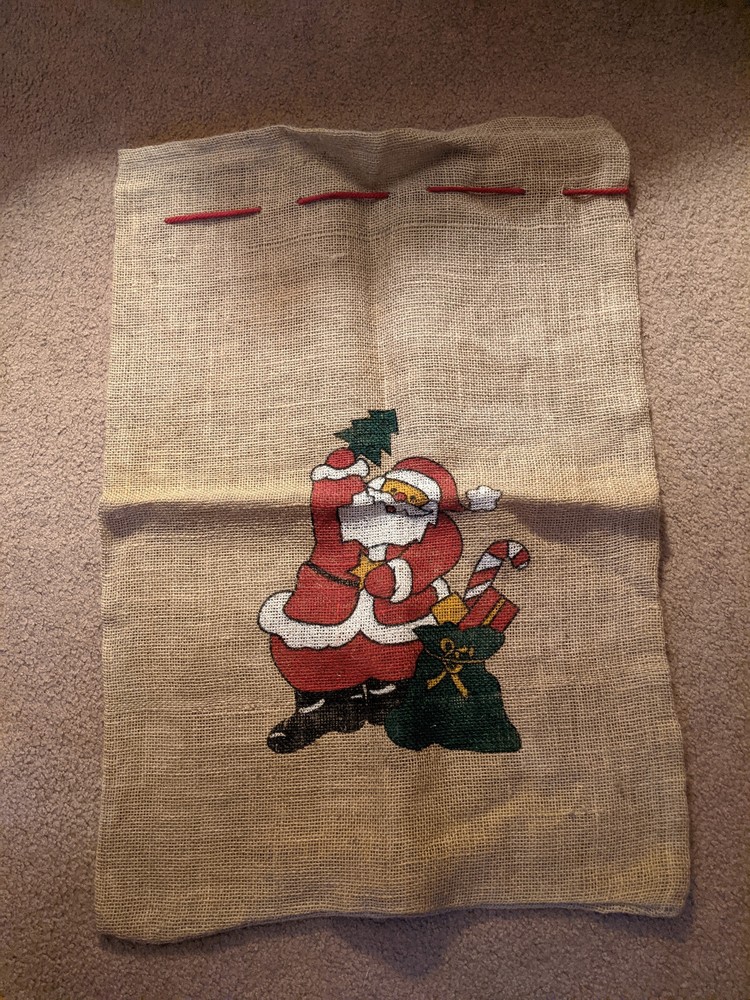 Burlap Santa Claus Christmas Bag Sack Gift Bag 21 x 31 Porch Decor