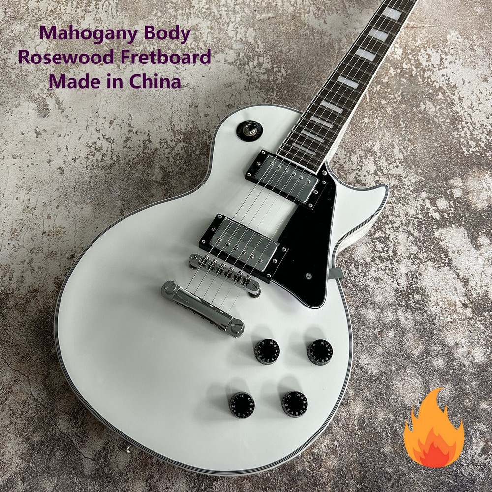 Clearance Sale on Pristine White LP Electric Guitar HH Pickups Top Quality-image