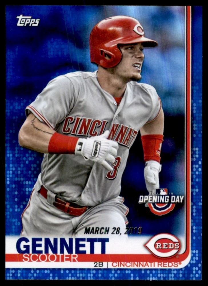 2019 Topps Opening Day Blue Foil Scooter Gennett #6 Baseball Card