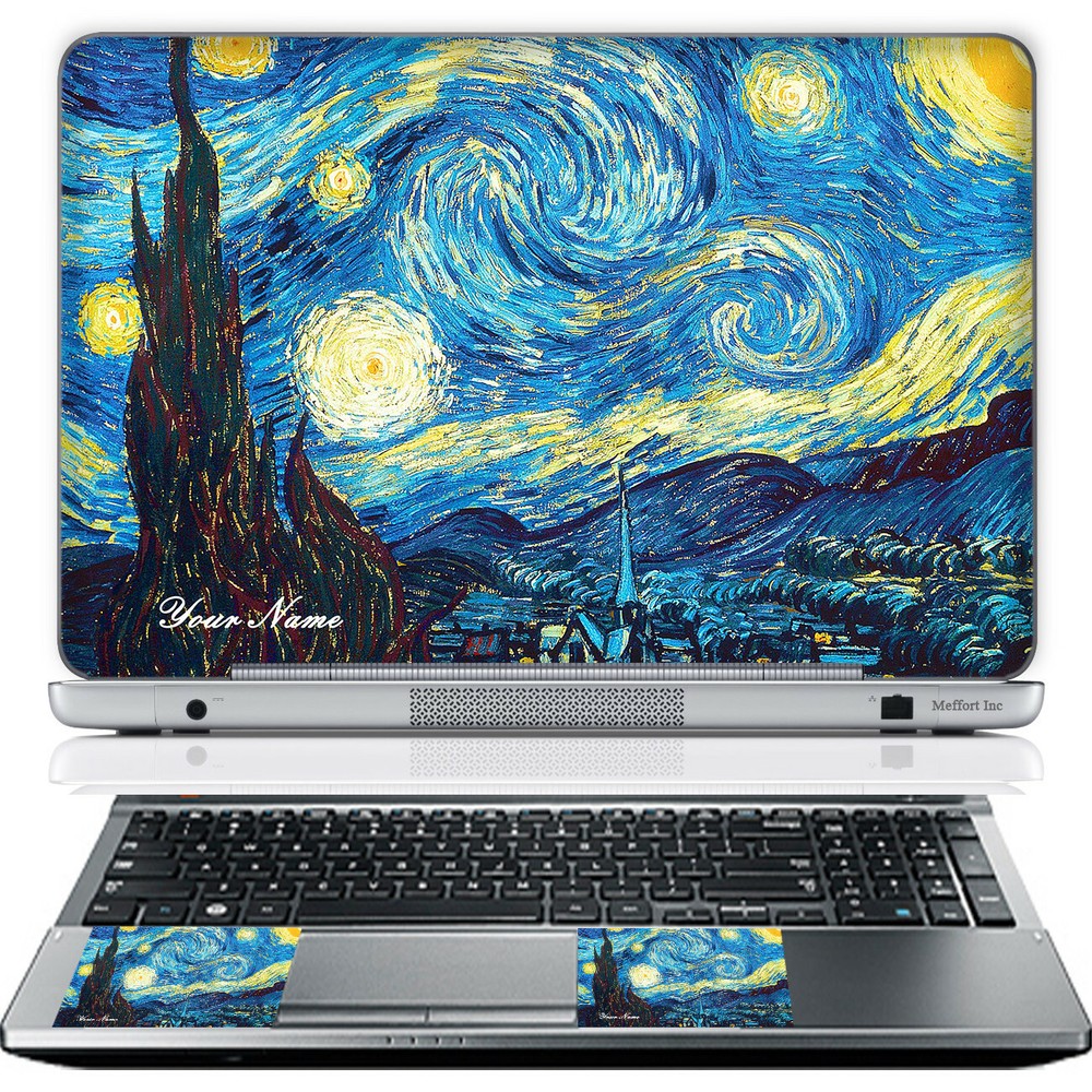 17 Inch Laptop Skin Sticker Cover Art Decal & Wrist Pad Customize Your text