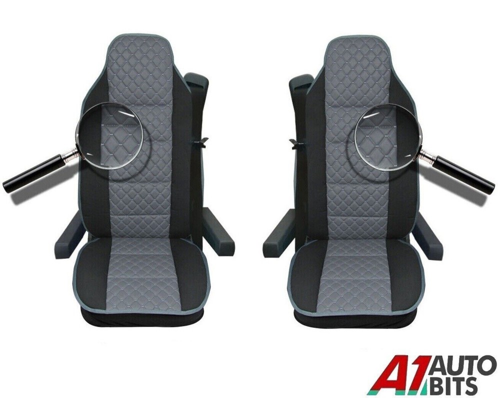 Seat Covers For Man Tga Tgl Tgx Tgs Premium Grey Leatherette & Fabric Comfort