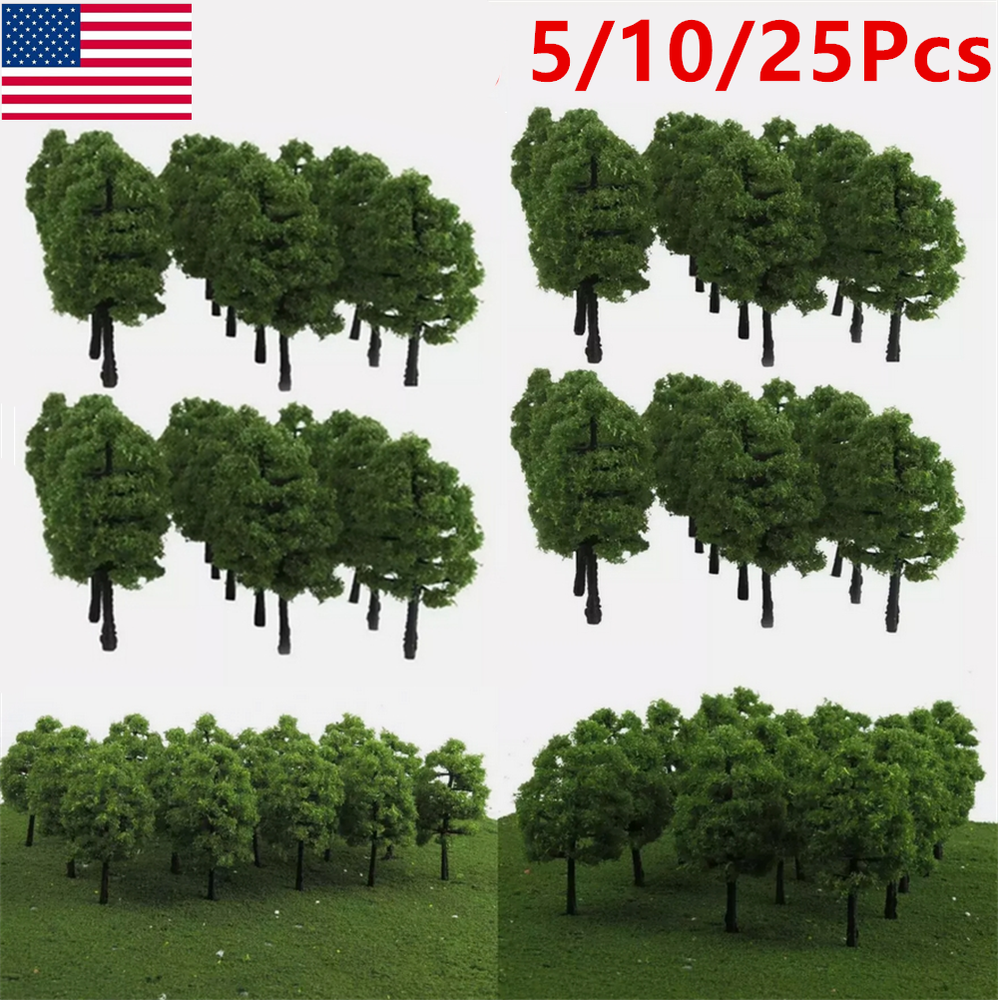 5-25Pcs Mini Model Trees HO OO Scale Railroad Garden Park Scenery Landscape US