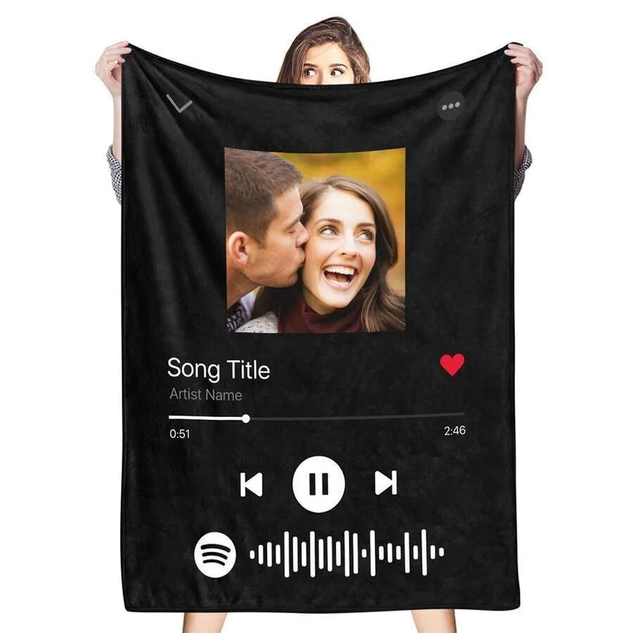 Couple's Custom personalized blanket printed music player Valentine's Day gift