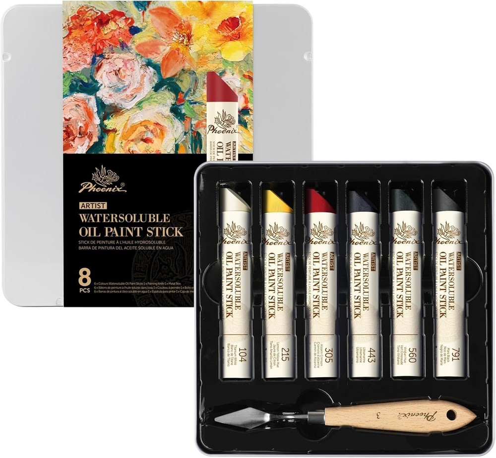 6 PCS Professional Oil Paint Stick Set 37ml Large Soft Pastels with Knife