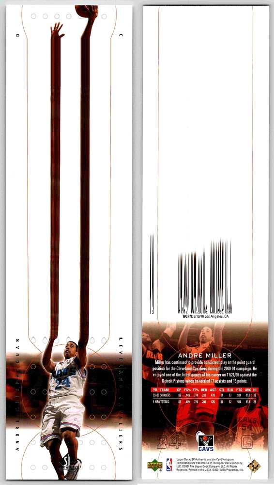 Andre Miller Cleveland Cavaliers 2001 Upper Deck Card 24 Point Guard