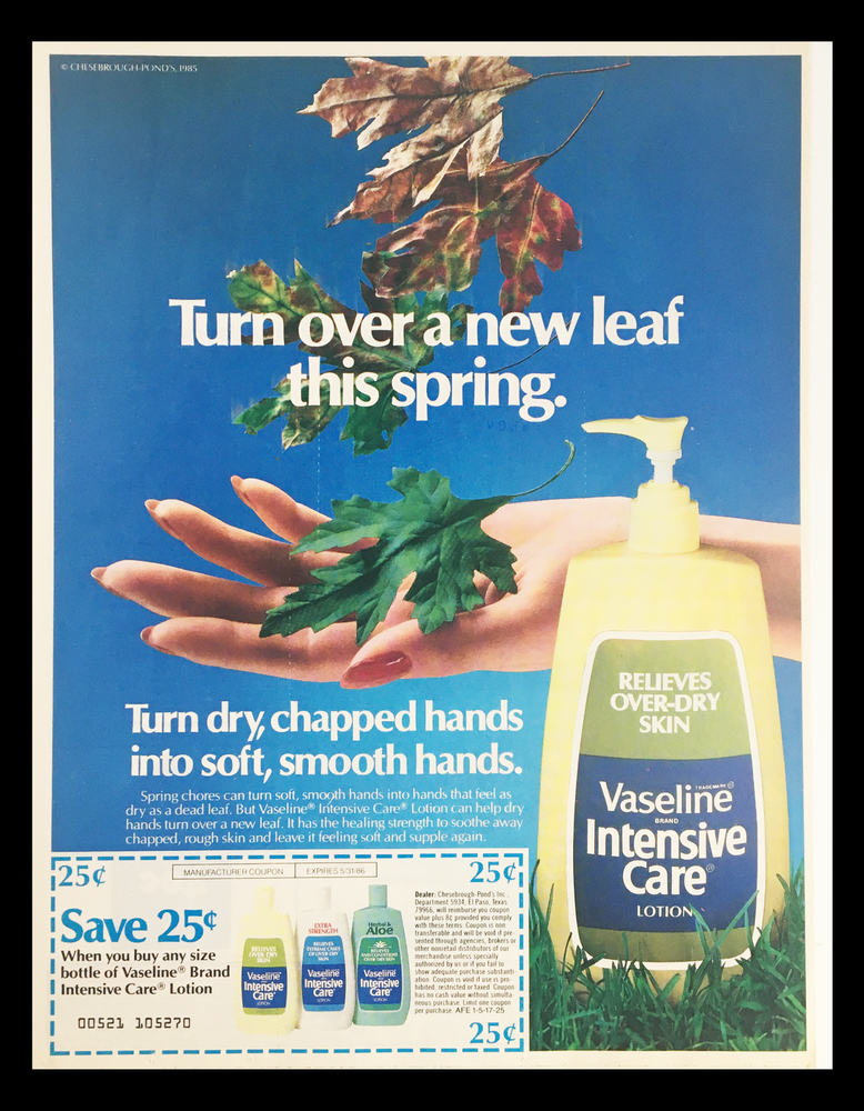 1986 Vintage Vaseline Intensive Care Lotion Coupon Ad-image