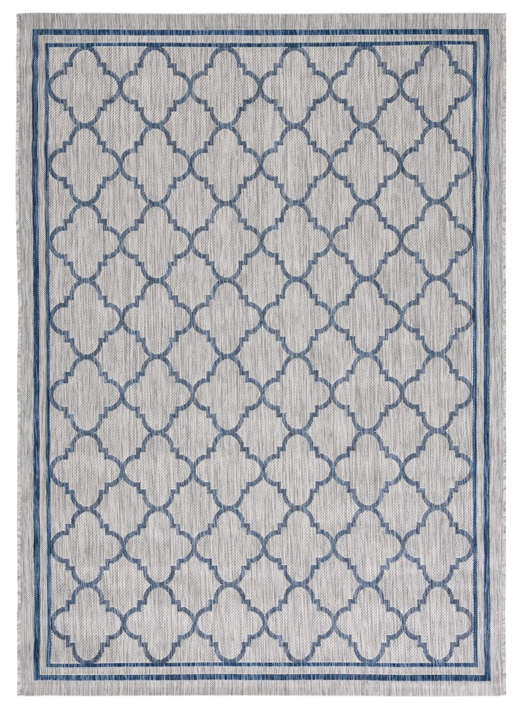 SAFAVIEH Courtyard Claudia Geometric Indoor Outdoor Rug in Grey Navy 2ft7in