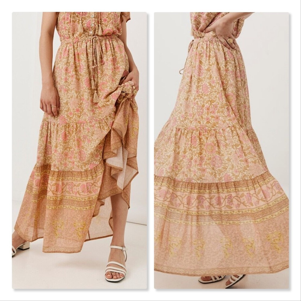 SPELL & THE GYPSY Womens Size XS or 6 Peach Blossom Love Story Maxi Skirt RARE