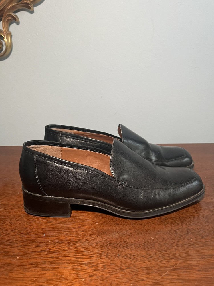 Calico  Vintage Y2K Women’s Square Toe Chunky Loafers size 8 Black Leather