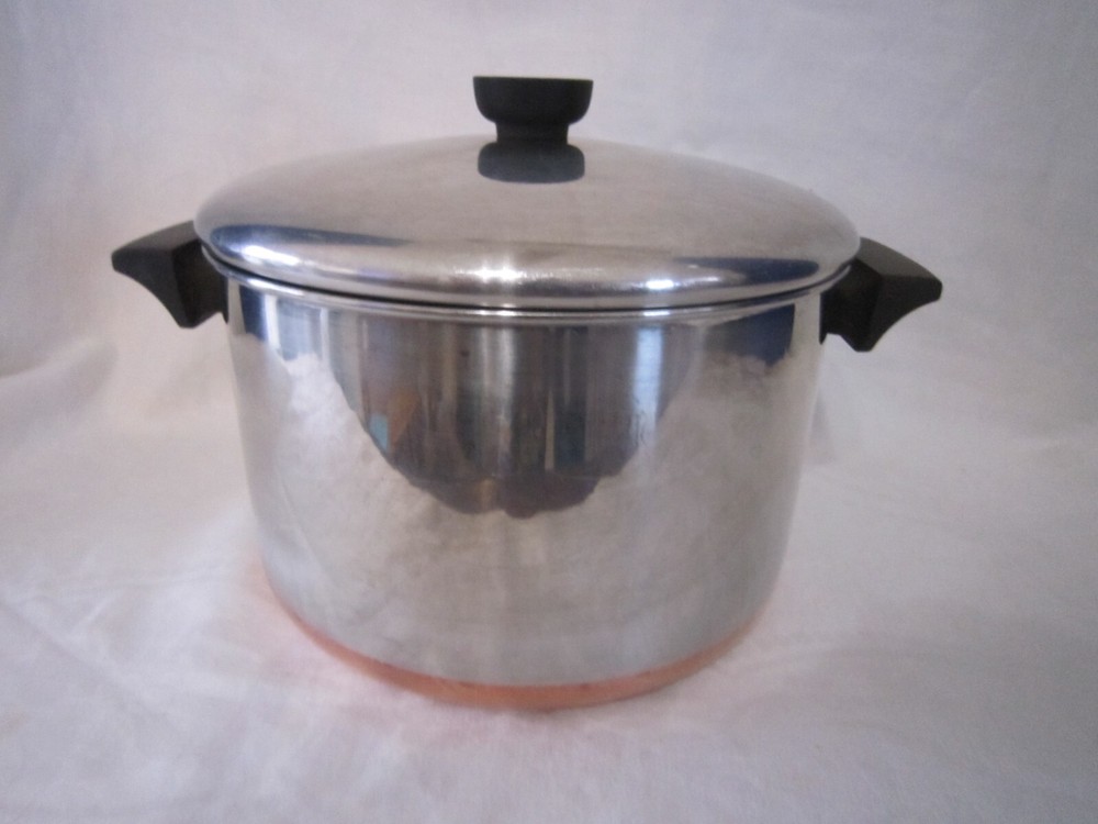 Vintage Revere Ware Copper Clad 1801 Stock Pot Pan 6 Quart w/Lid USA