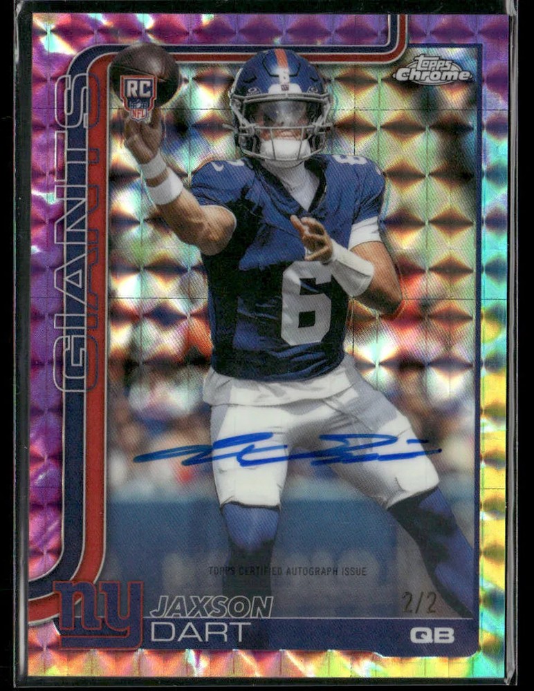 2025 Topps Chrome Football Jaxson Dart Tie Dye Geometric RC Rookie Auto 2/2