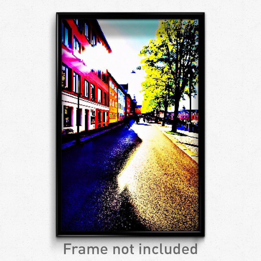 8 Bit Psychedelic Pixel Art Poster of Sunny Copenhagen Trippy Video Game Print