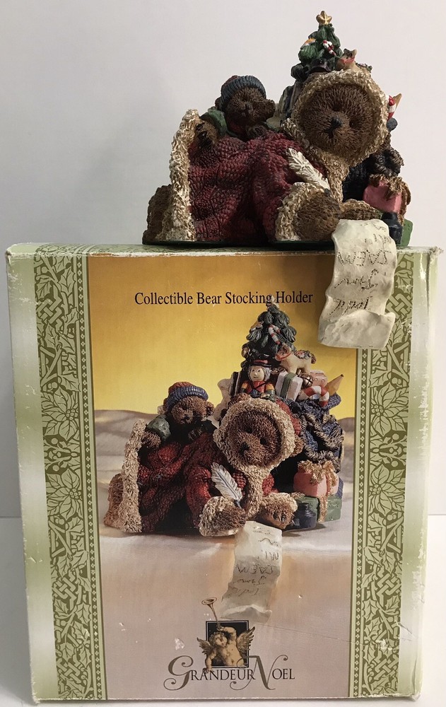 Grandeur Noel Collectible Bear Stocking Holder Christmas Tree Toys Hand Painted