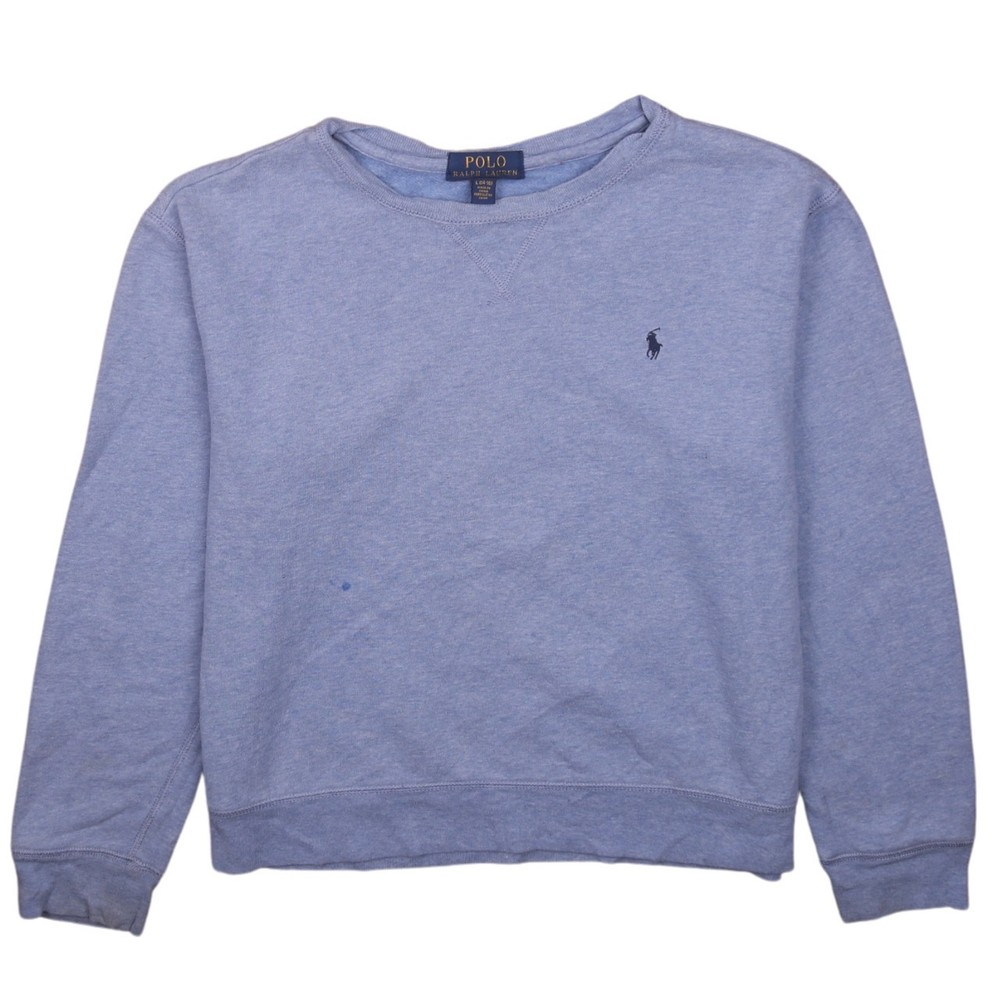 Polo Ralph Lauren Womens Sweatshirt Light Blue Fleece Crew Neck Embroidered L