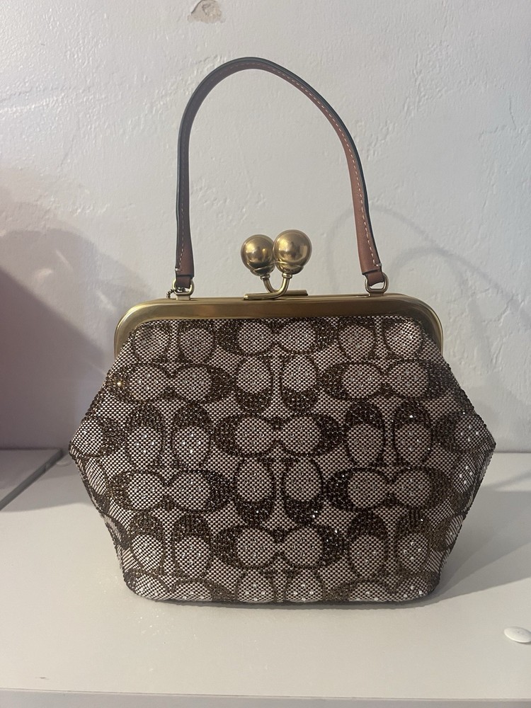 PRESALE Coach Small Crystal Signature Kisslock 16 Bag NEW Size & Color-image