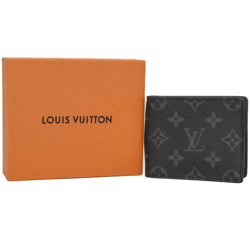 LOUIS VUITTON Monogram Eclipse Wallet Compact Black M62480 Money Clip