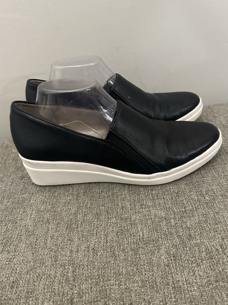 Naturalizer Women’s Black Leather Slip Wedge Loafers Size 10