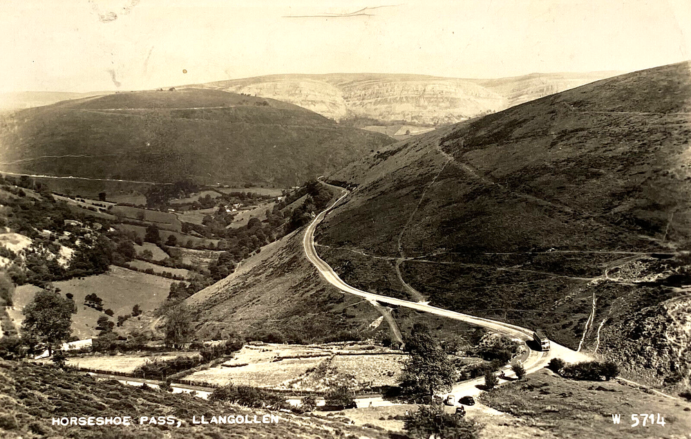 Postcard Horseshoe Pass Llangollen Llantysilio Mountain Clwyd Wales Historical