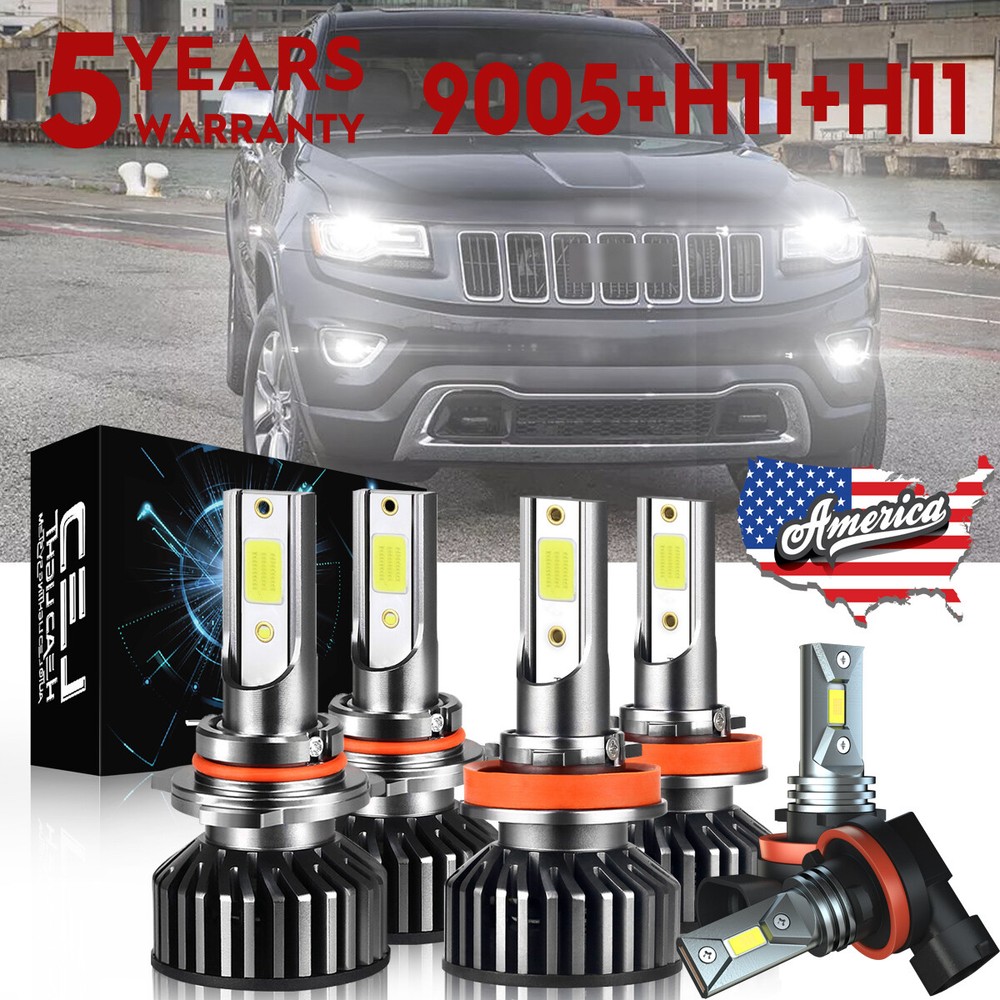 For Jeep Grand Cherokee Utility 4-Door 2012-2018 LED Headlight+ Fog Lights Bulbs
