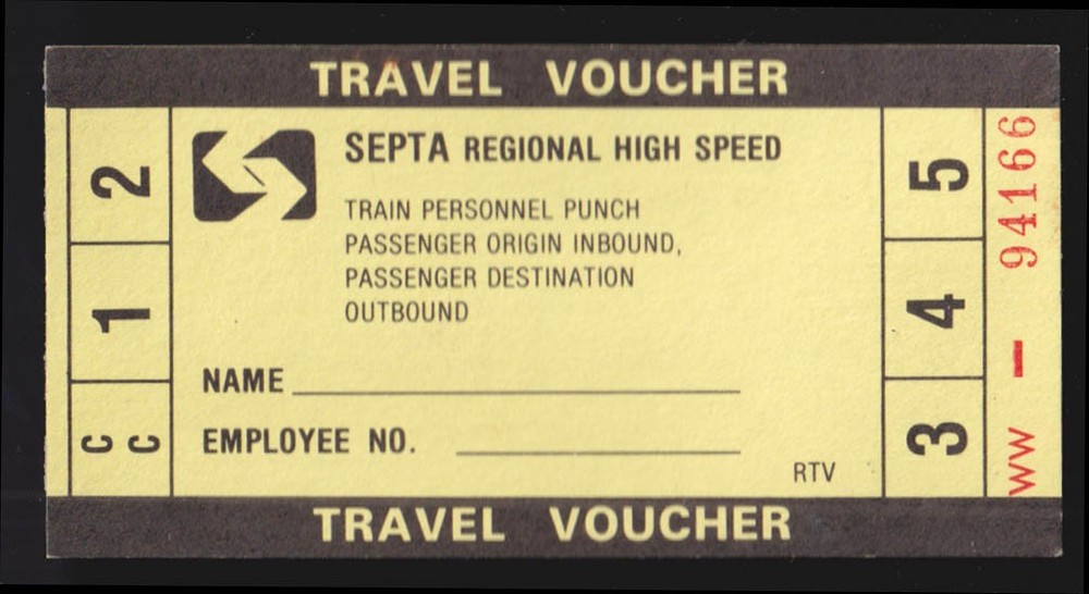 SEPTA Regional High Speed Philadelphia Employee Travel Voucher-image