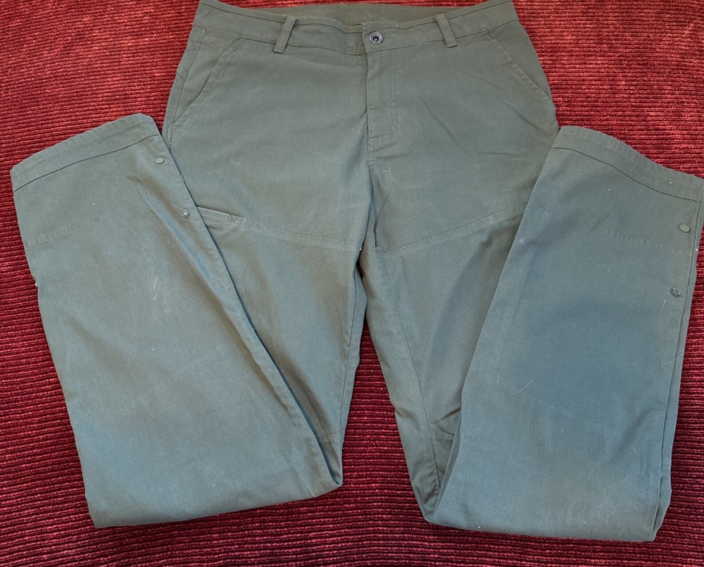 MENS MOUNTAIN HARDWEAR OD GREEN HIKING PANTS RIPSTOP LIGHTWEIGHT 34/34 EUC  3