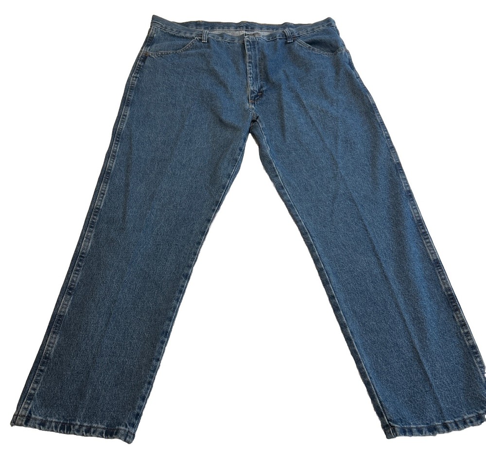 Rustler Men's Jeans Size 42x30 Cotton Mid Rise Straight Leg Denim Blue Work