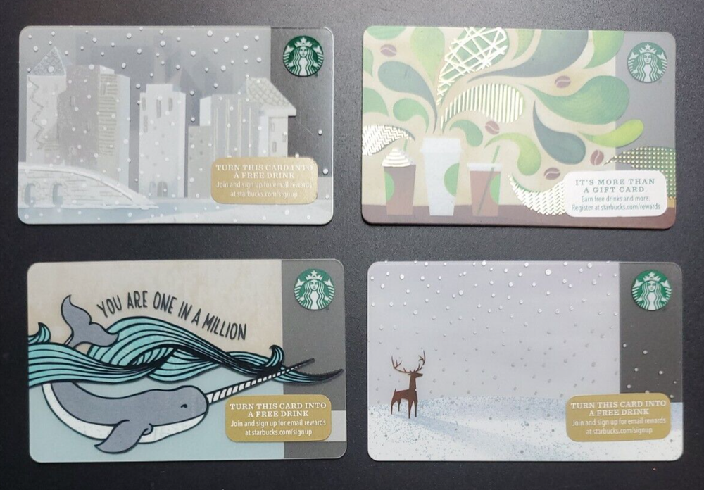 Starbucks gift card 2015 Narwhal and winter Mixed Lof 4-image