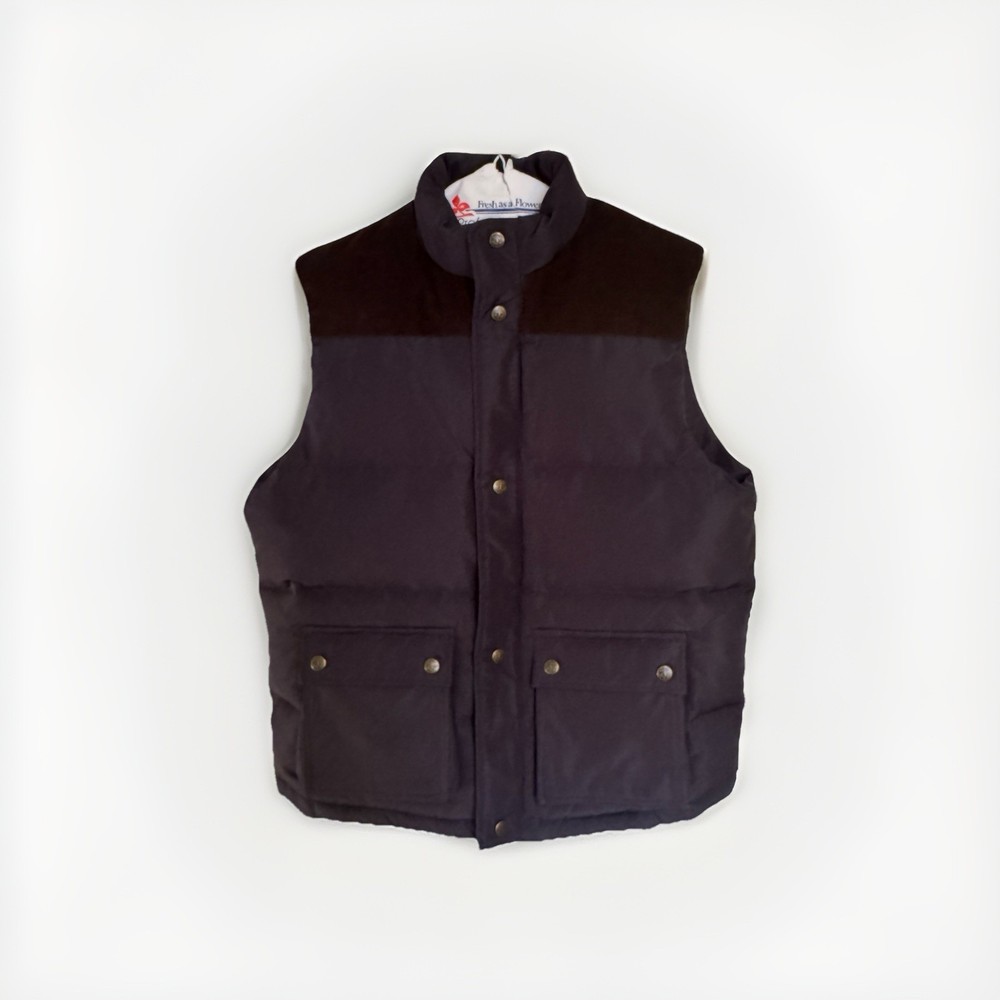 Brooks Brothers Mainline Down Puffer Vest Large Navy Corduroy Yoke Heritage L