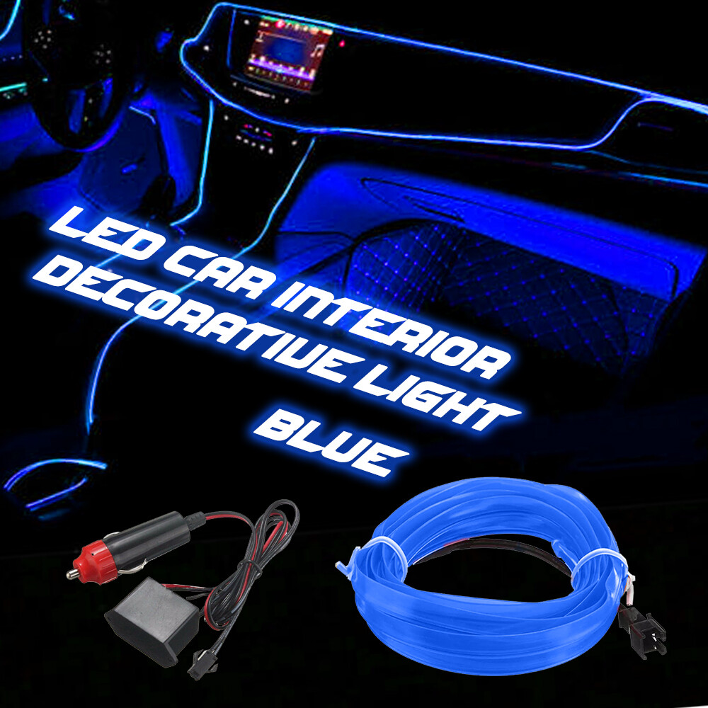 2m Blue LED Car Interior Decorative Atmosphere Strip Wire Light Accessories NEW