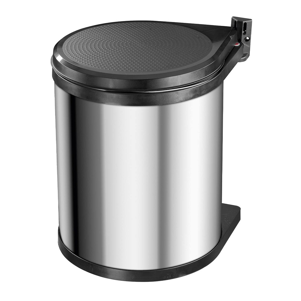 Hailo Compact-Box M Trash Can, 4 Gallon, Lid-Lift, Small Kitchen Bin, Stainle...