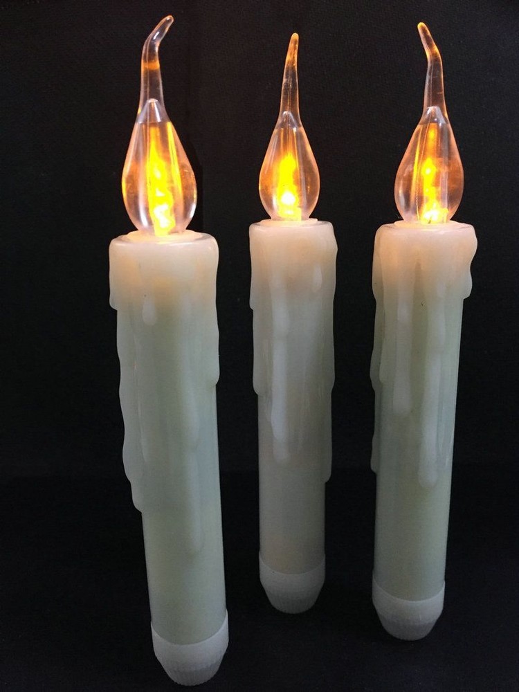 6pcs 6.7-Inch LED Tapered Candles with Melted Wax Effect Battery Powered Flameless Lights for Gifts