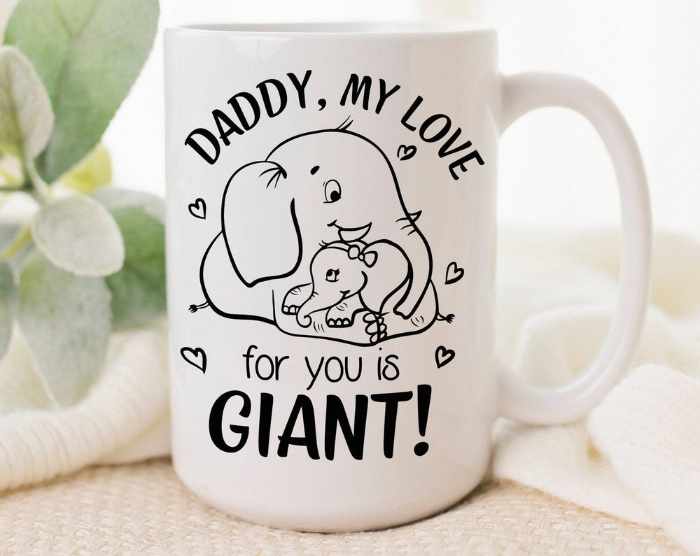 Elephant Dad And Child Coffee Mug Personalized Dad Gift Elephant Gift Father's