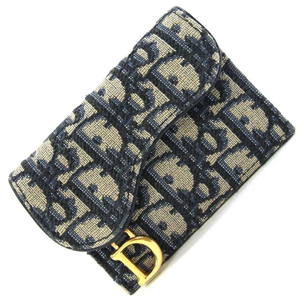 Dior Navy Canvas Leather Card Case Business Holder S5653CTZQ 569370