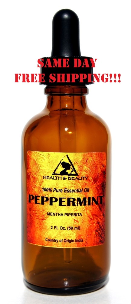 PEPPERMINT ESSENTIAL OIL AROMATHERAPY NATURAL 100% PURE GLASS DROPPER 2 OZ 59 ml