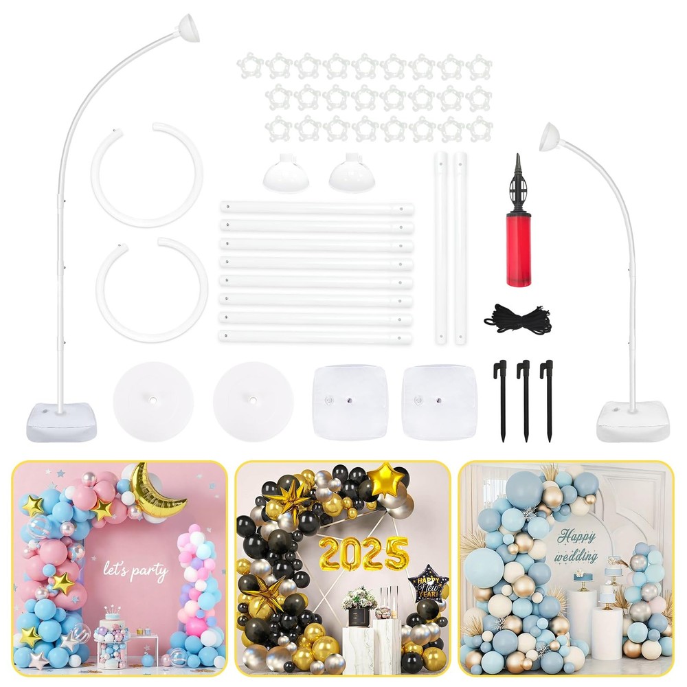 8FT & 6FT Flexible Balloon Arch Stand Kit for Half Arcs and Decor