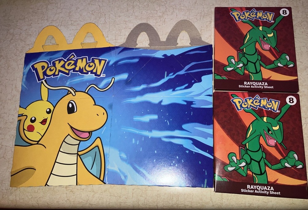 2025 McDonald’s Happy Meal Box & Toys Pokémon (Two) #8 Rayquaza Cards New Sealed
