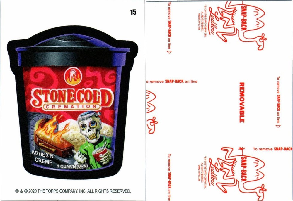 2020 WACKY PACKAGES MAY WEEKLY RED LUDLOW CARD # 15 STONE COLD CREMATION