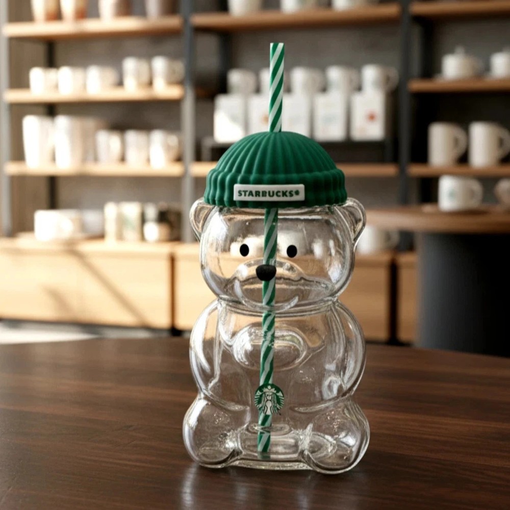 Starbucks Barista Bear Glass Cup 503ml 2026 | Limited Edition Collectible New