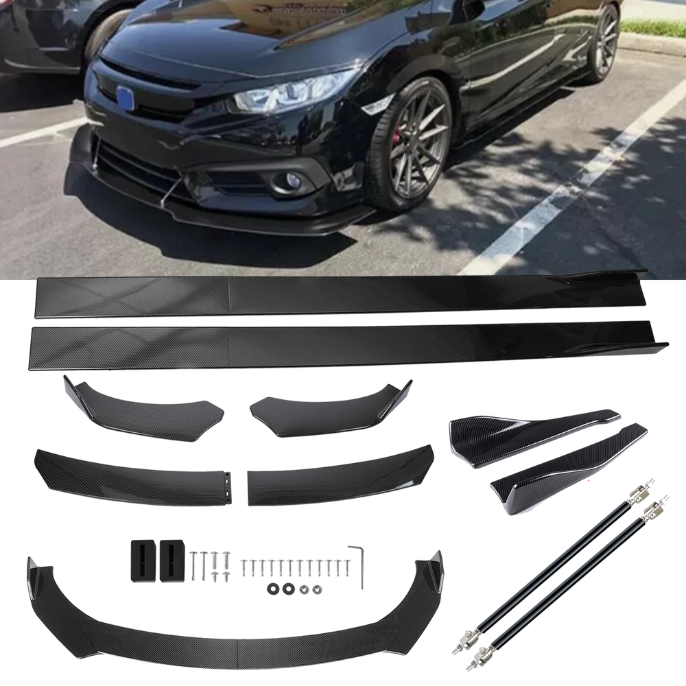Front Lip Chin Bumper Body Kits Side Skirt For Honda Civic Accord Carbon Fiber