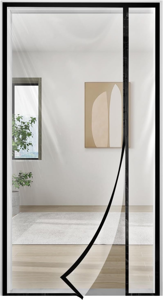 Transparent Thermal Insulated Door Curtain, Reversible Left or Right Side Openin