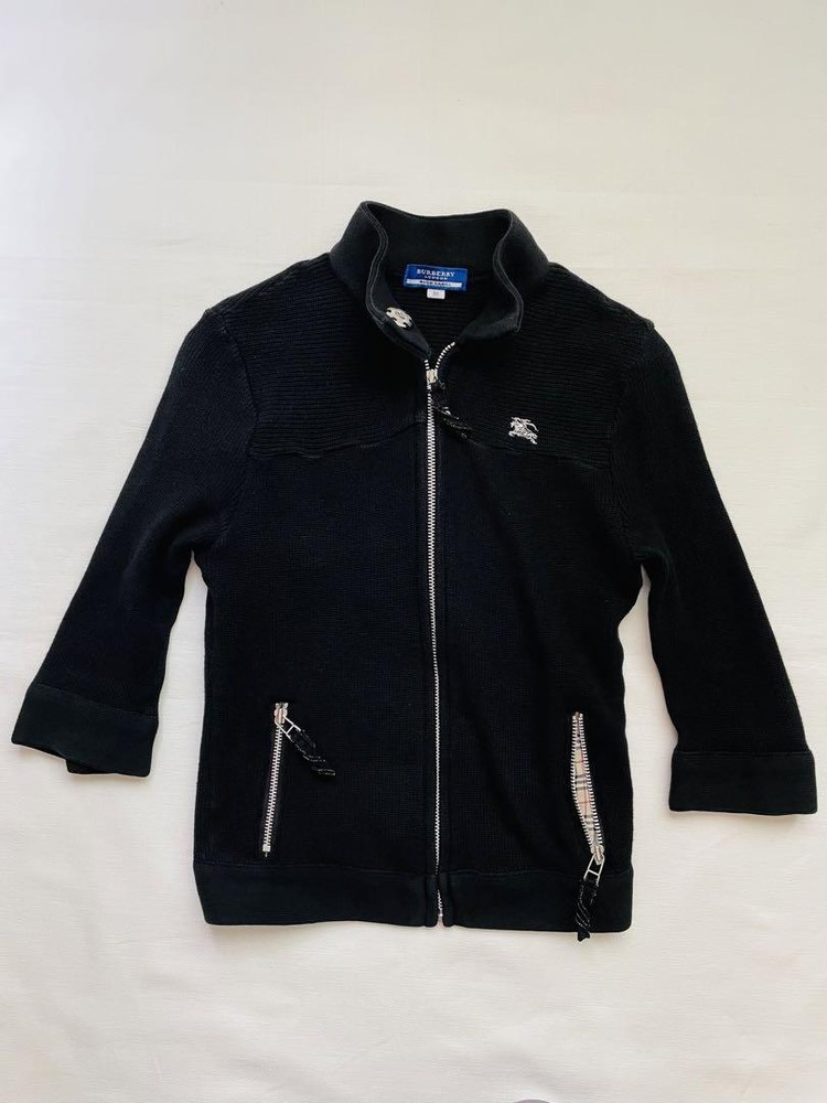 Burberry Blue Label Zip Up Knit Sweater Size 38 Used Nova Check Design