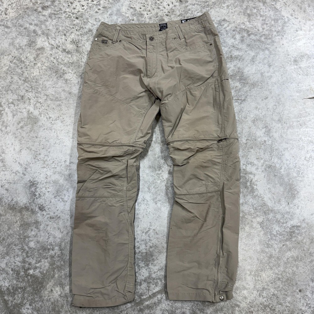Kuhl Liberator Convertible Pants Mens 36x32 Khaki Stealth Hiking Zip Off Cargo