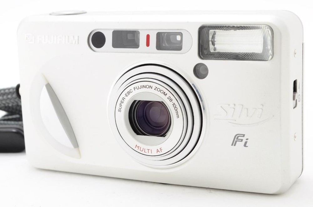 Fujifilm Silvi Fi 35mm Film Camera White with 28-100mm Zoom in Excellent Used Condition